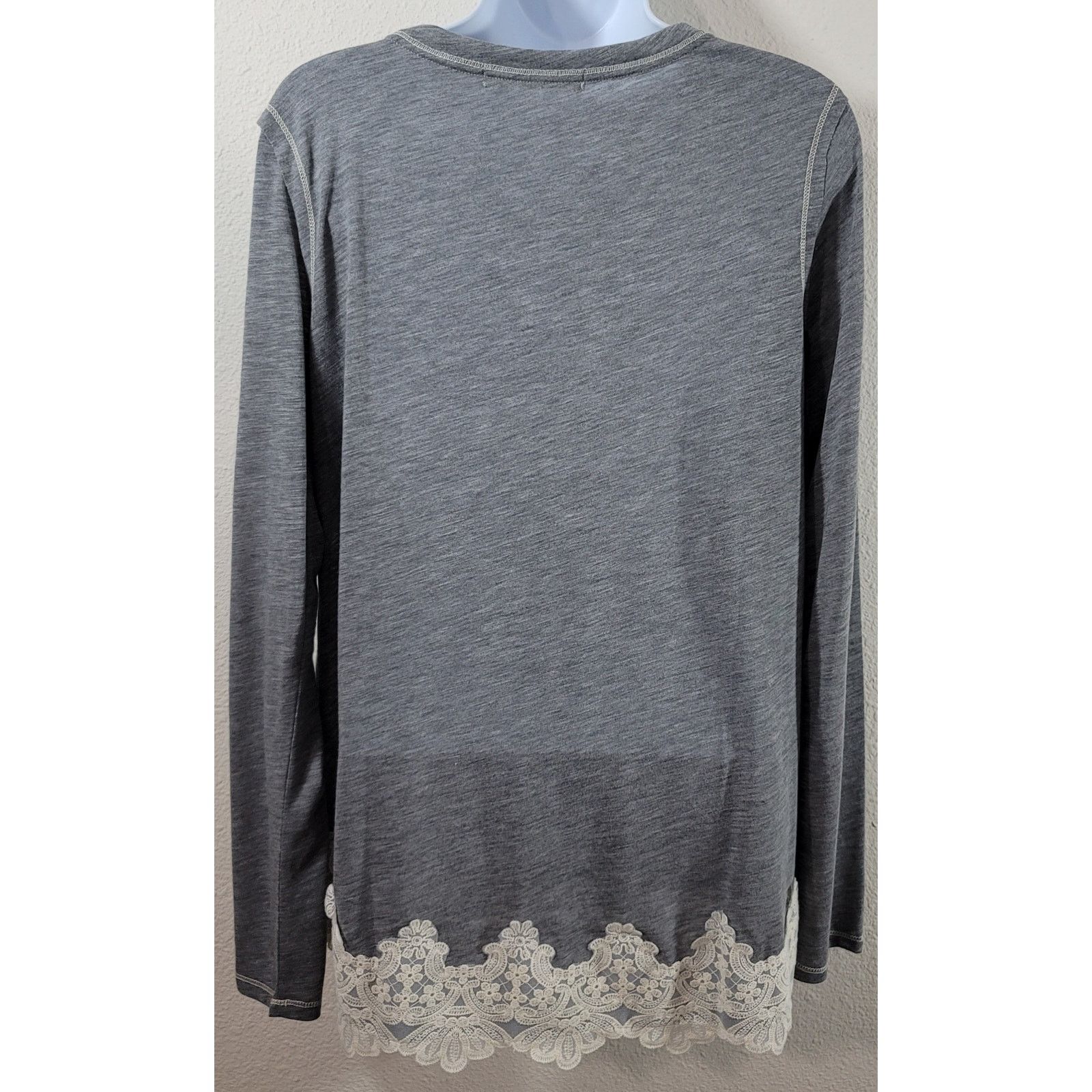 Other Rewind Gray Heathered Exposed Stitching Slub Knit Top Large Size L / US 10 / IT 46 - 2 Thumbnail