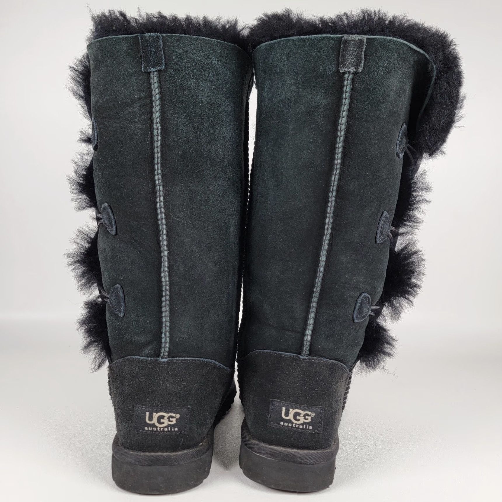 Ugg UGG Bailey Button Triplet II Boots Womens Black Suede, 6 M US / 37 EU, Mid-Calf, Button Closure, Shearling, Water Resistant, Casual Winter Shoes Size US 5 / IT 35 - 7 Thumbnail
