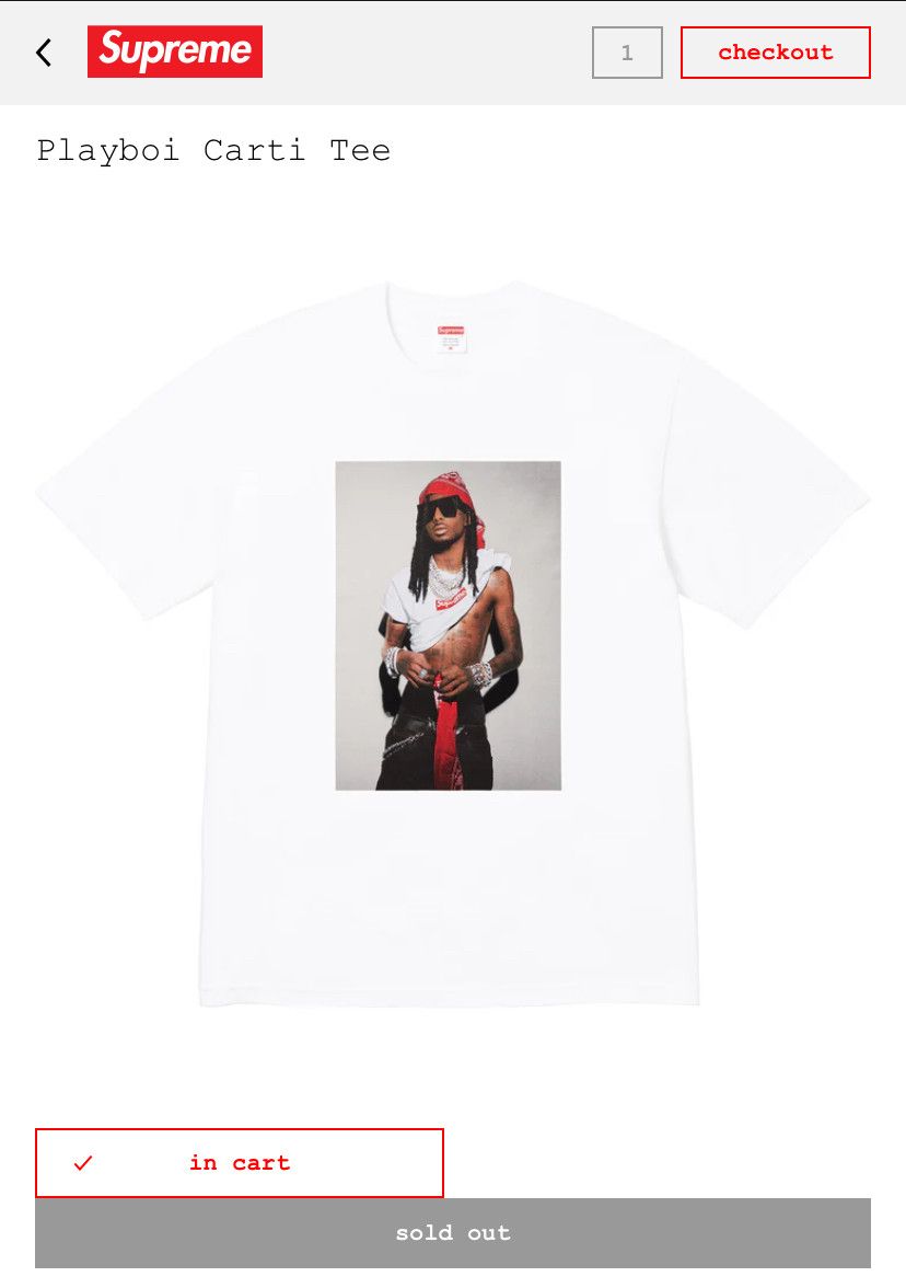 トップス Supreme Playboi Carti Tee White L Supreme Playboi Carti Tee White - SUPR-SUPCTB-BLACK – APLUG PL