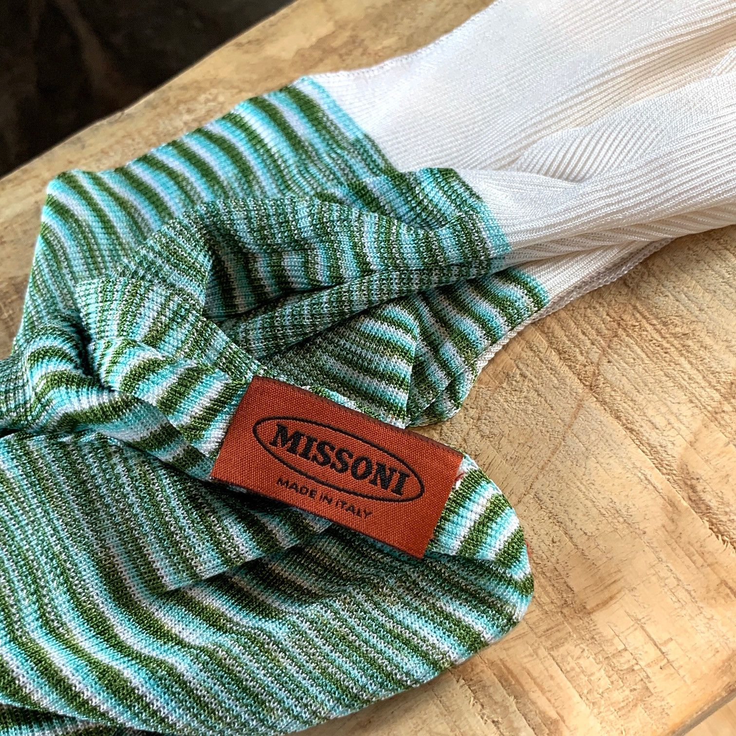 Missoni Missoni Ivory and Green Fringe Pattern Scarf Size ONE SIZE - 5 Thumbnail