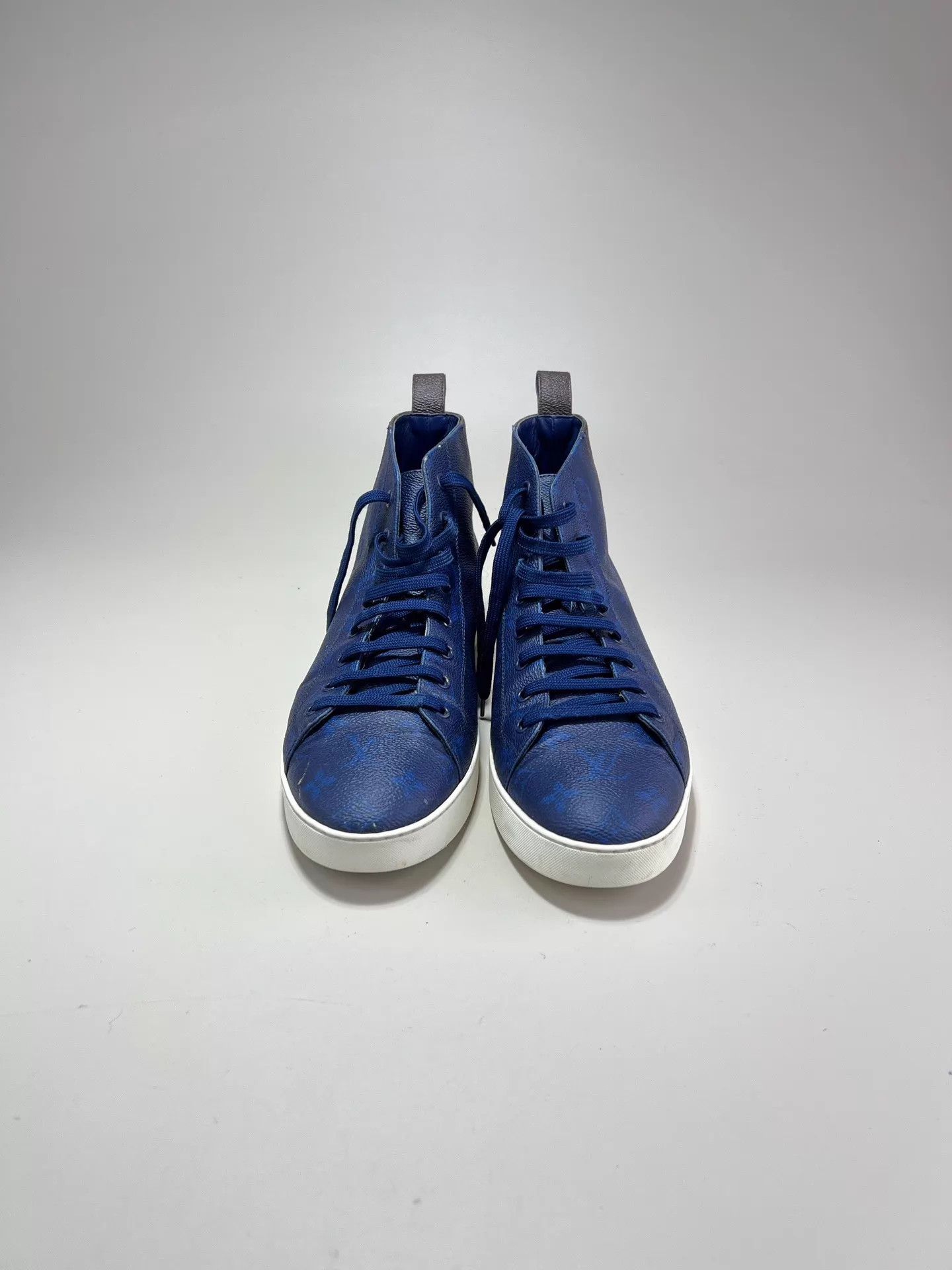 Louis Vuitton LOUIS VUITTON Blue & Brown Monogram High-Top Sneakers Size US 9 / EU 42 - 2 Thumbnail
