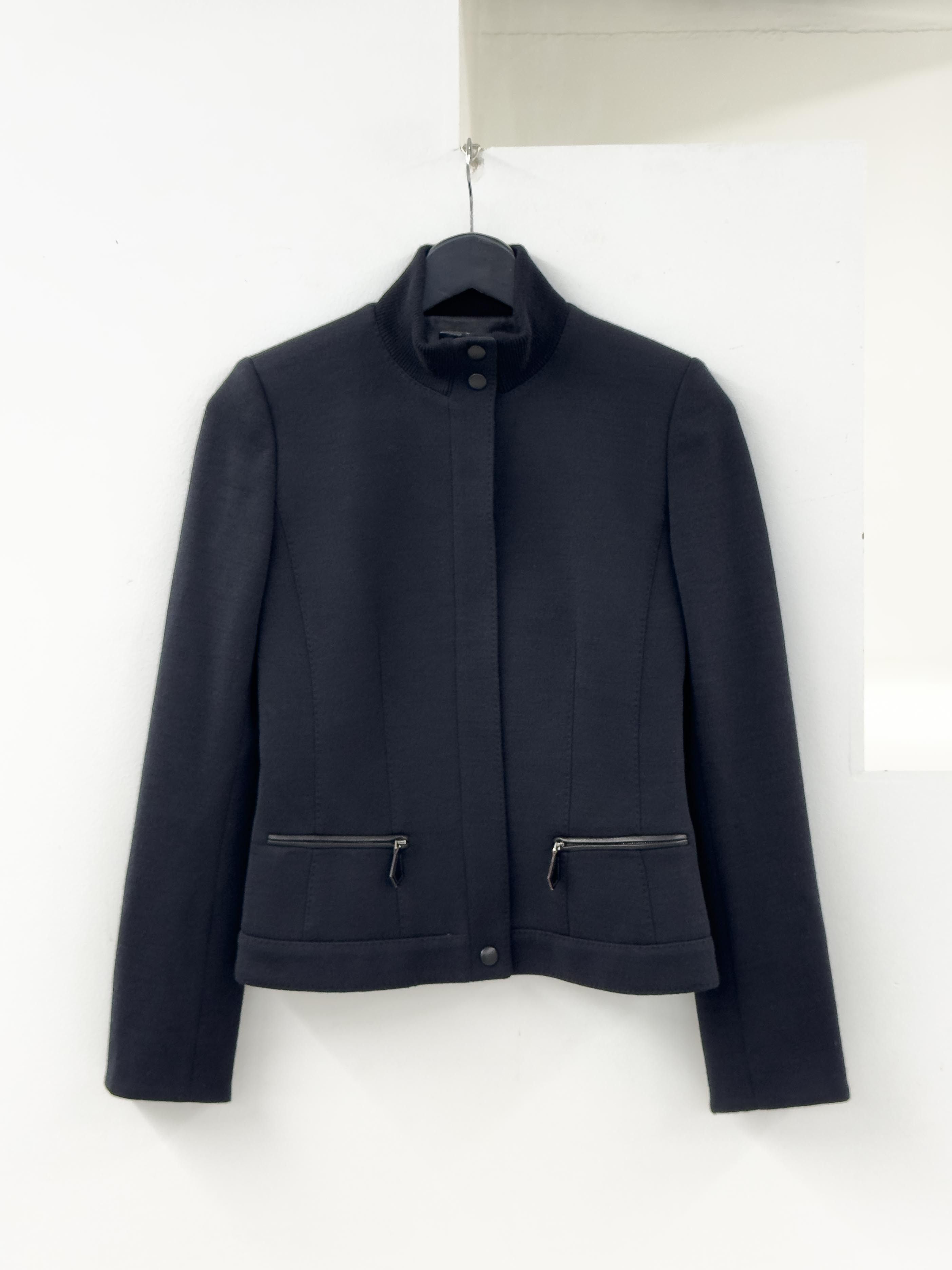 Hermes HERMÈS Wool & Leather Jacket with Silk Lining Size XS / US 0-2 / IT 36-38 - 2 Thumbnail