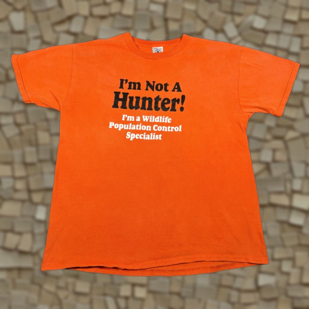 Delta VINTAGE Not A Hunter Shirt Delta T-Shirt Adults Large Orange 90s Wildlife Control Quote Men Size US L / EU 52-54 / 3 - 1 Thumbnail