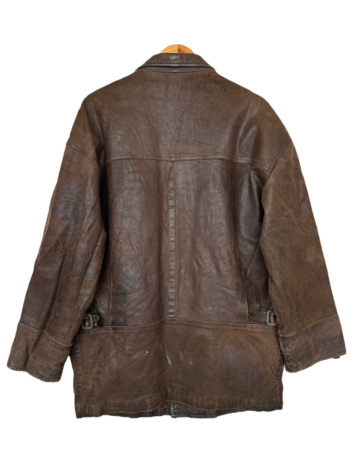 Vintage Vintage 70s Brown Long Leather Coat Jacket Size US L / EU 52-54 / 3 - 2 Thumbnail