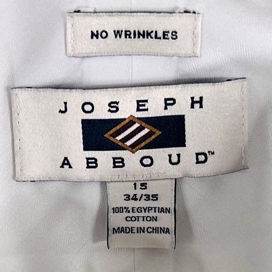 Joseph Abboud Joseph Abboud Dress Shirt White Herringbone 100% Cotton 15 34/35 No Wrinkles Formal Business Men Shirt Size 40R - 3 Thumbnail