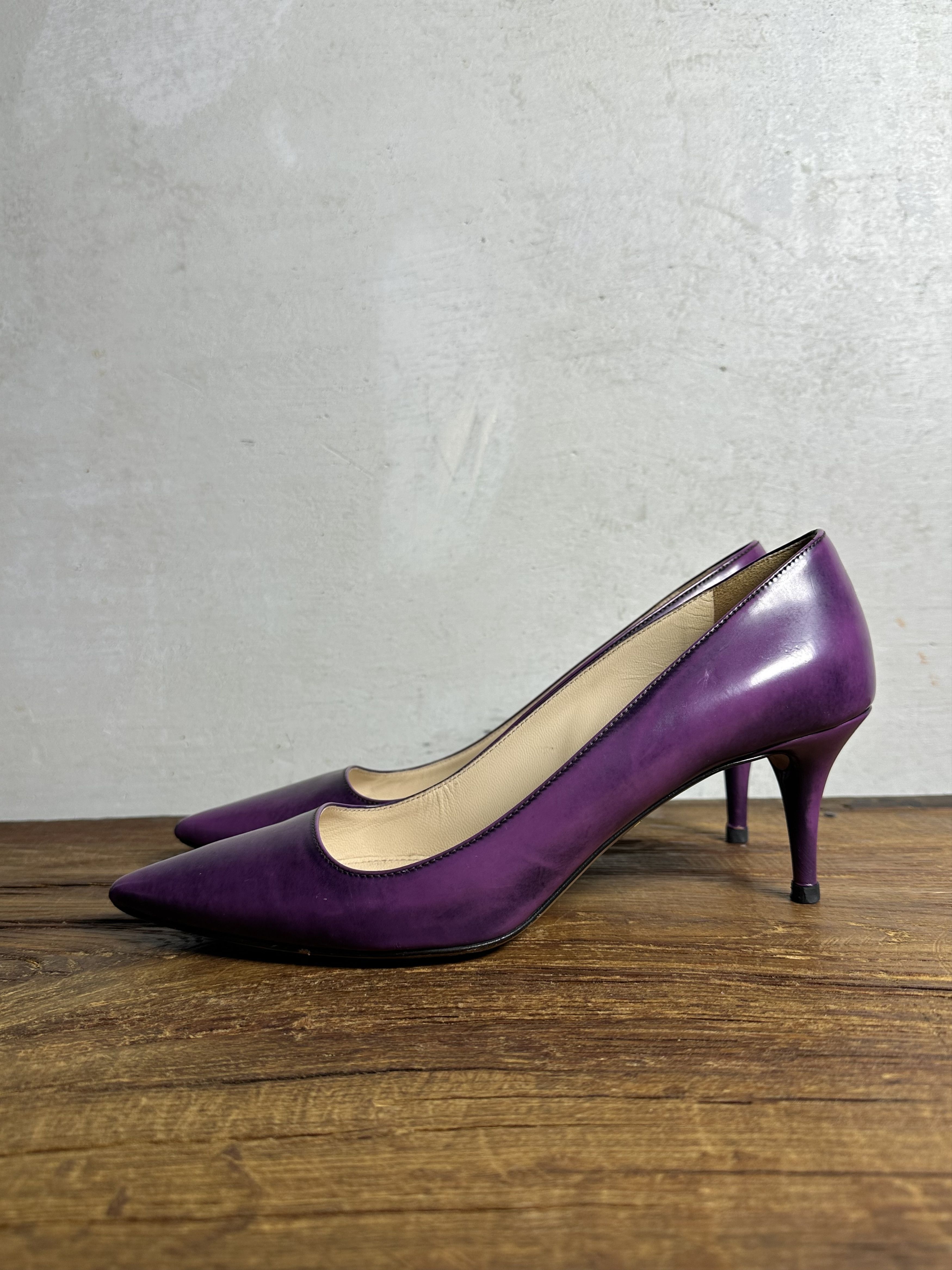 Prada Prada Kitten Heel Eggplant Patent Leather Shoes Size US 9 / IT 39 - 3 Thumbnail