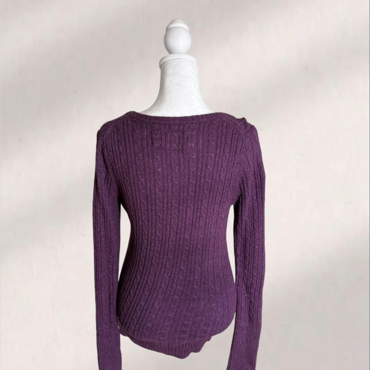 American Eagle Outfitters Y2K American Eagle purple cable knit sweater Size LG Size L / US 10 / IT 46 - 5 Thumbnail