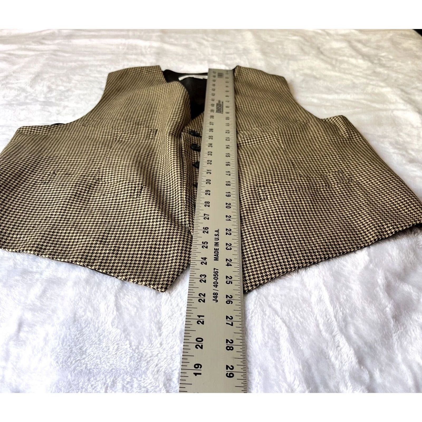 Robert Talbott Robert Talbott Protocol Men Vest Houndstooth V-Neck Brown/Black Medium Waistcoat Six-Button Notch Front Single-Breasted Formal Wedding Size US M / EU 48-50 / 2 - 7 Thumbnail