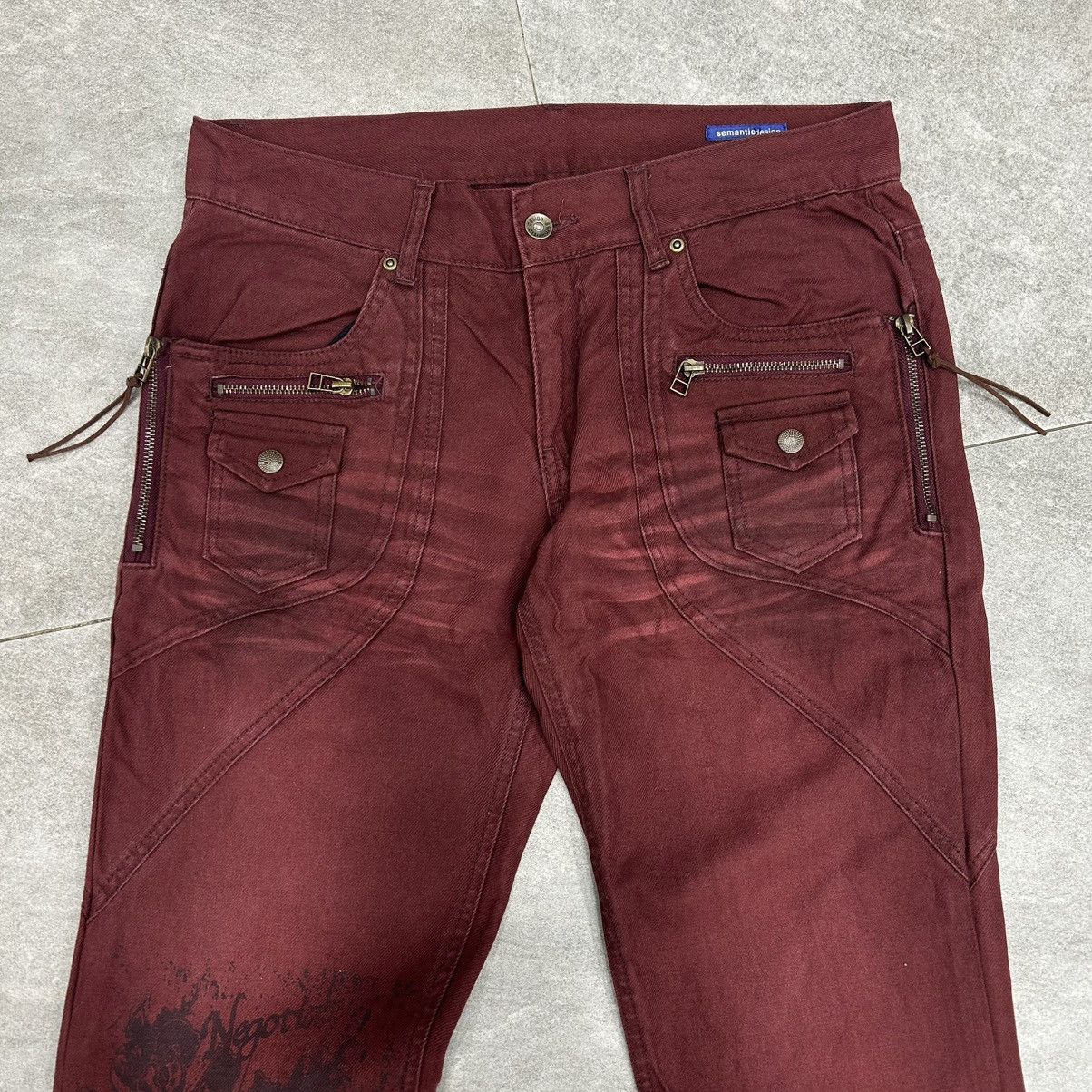 semanticdesign Vintage 90s Semanticdesign Flared Burgundy Pants Size US 34 / EU 50 - 4 Thumbnail