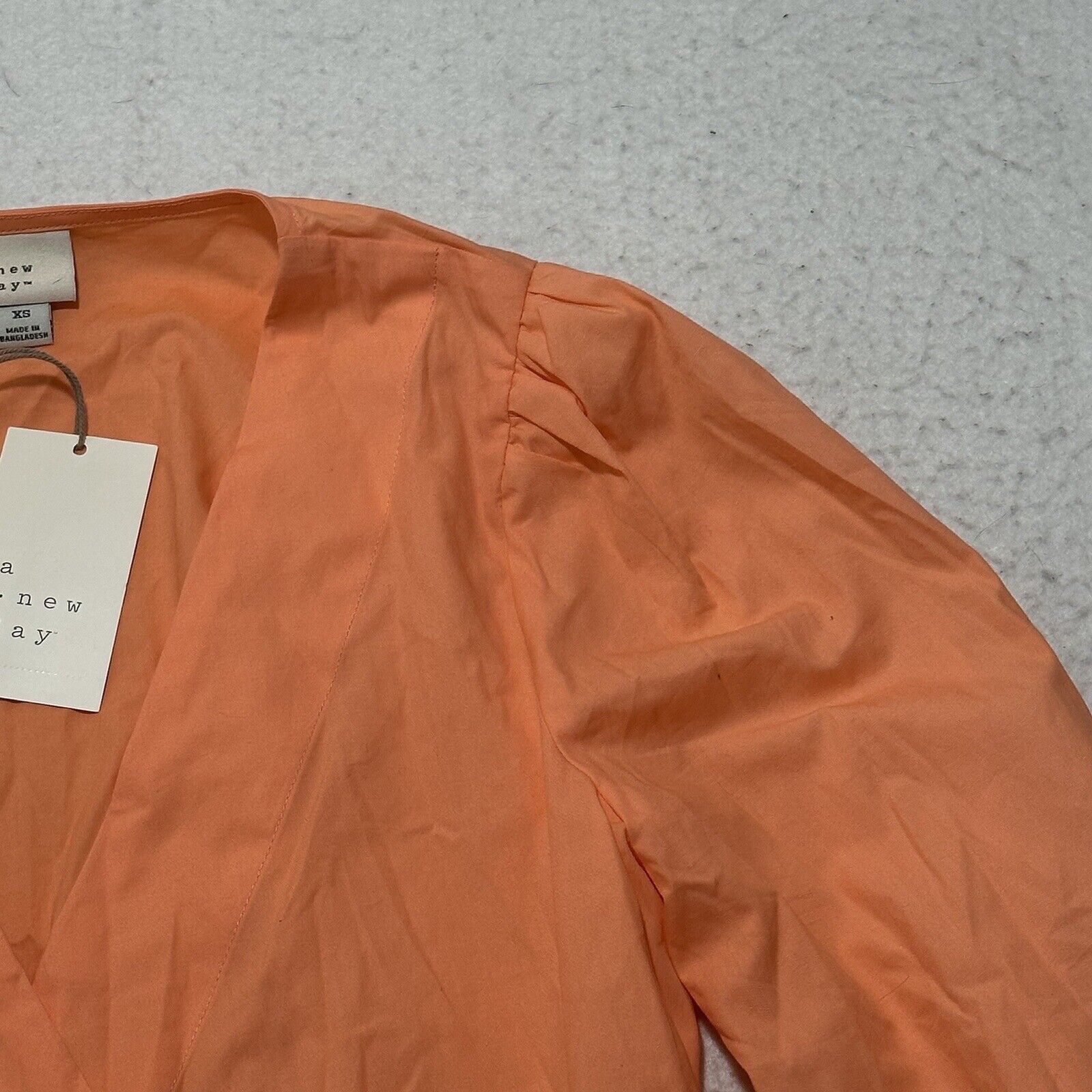 Other A New Day XS Tie Front Wrap Blouse 3/4 Sleeve VNeck Top Size XS / US 0-2 / IT 36-38 - 4 Thumbnail