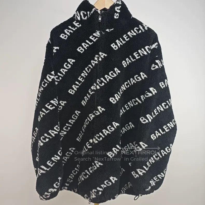 Balenciaga Balenciaga Black Printed Teddy Jacket with Logo Design Size US M / EU 48-50 / 2 - 1 Thumbnail