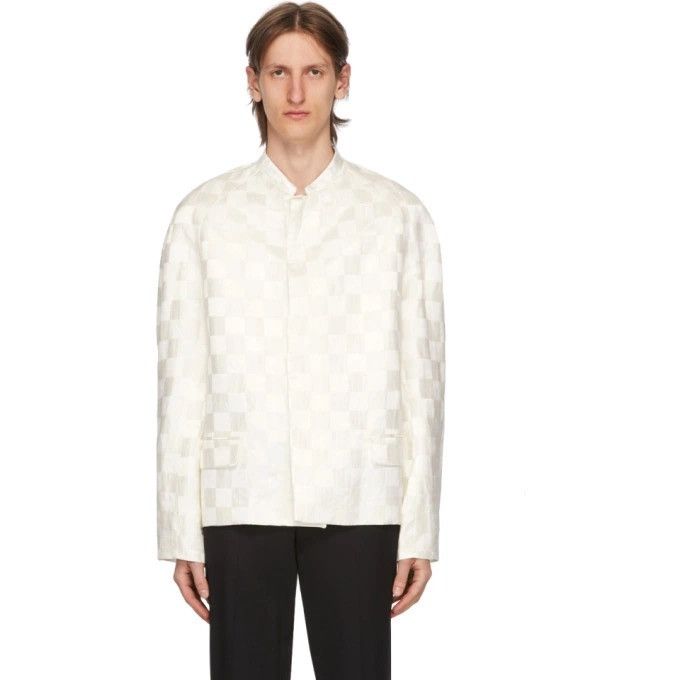 Haider Ackermann White linen and silk checkered jacket Size US M / EU 48-50 / 2 - 8 Thumbnail