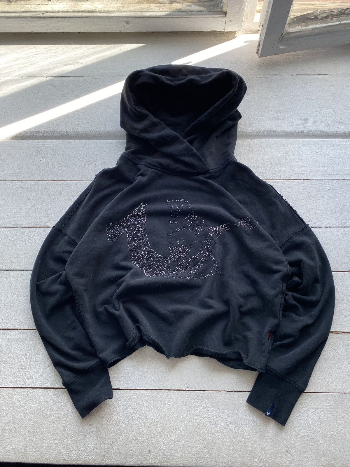 True Religion × Vintage Gothic True Religion Logo Black Womens Oversized Hoodie M Size M / US 6-8 / IT 42-44 - 1 Thumbnail