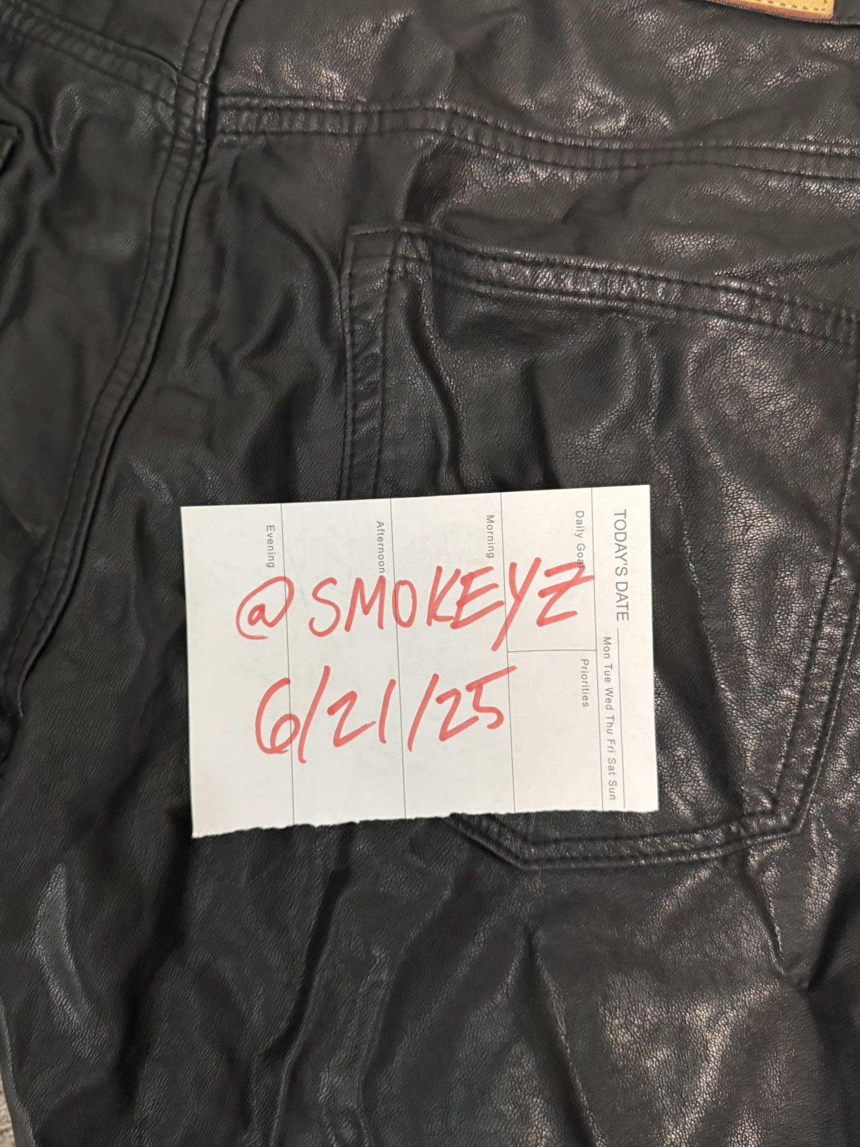 Designer × Japanese Brand WAXED LEATHER FLARES Size US 32 / EU 48 - 3 Thumbnail