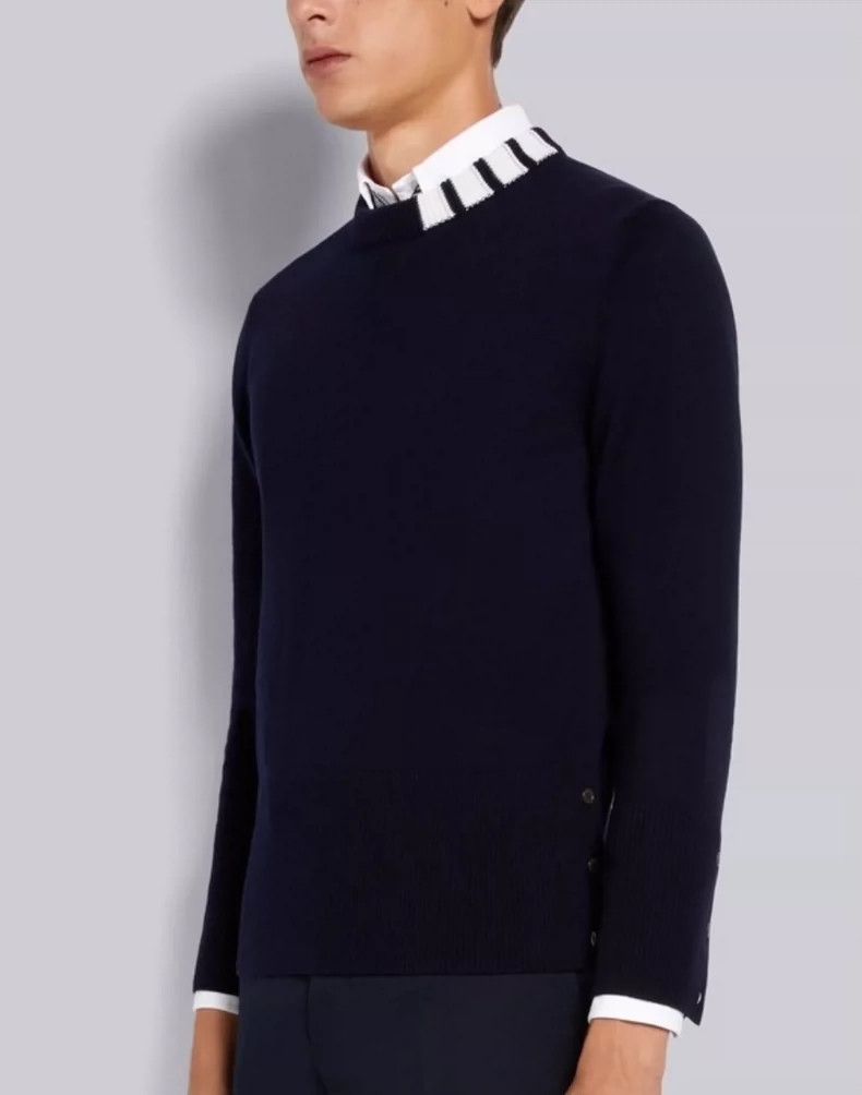Thom Browne Thom browne Rare dark blue collar four-bar sweater 2504-Nex Size US XXL / EU 58 / 5 - 7 Thumbnail