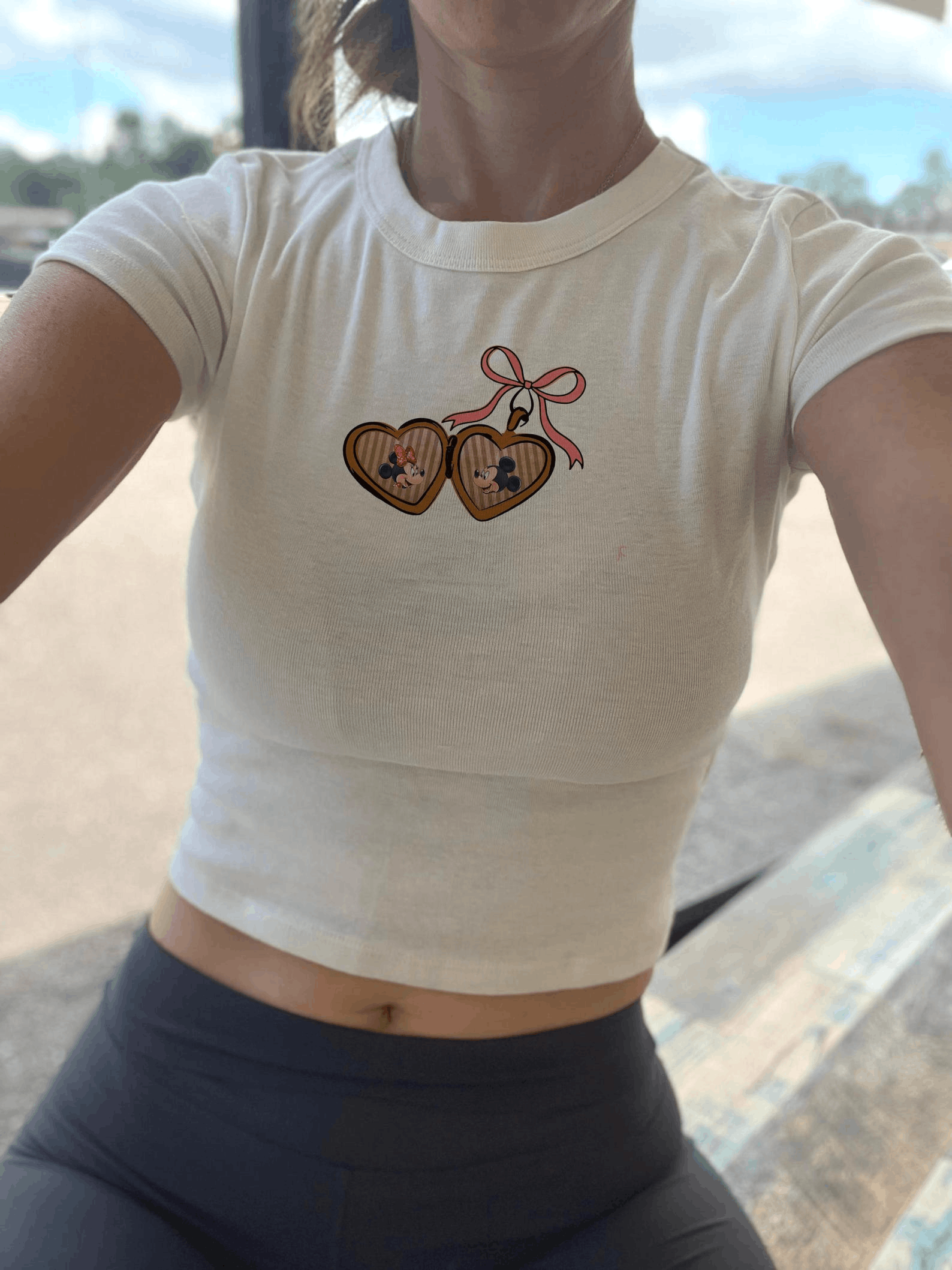 Other Locket Baby Tee – Valentine Locket Bow Crop Y2K Graphic Top Size S / US 4 / IT 40 - 2 Thumbnail