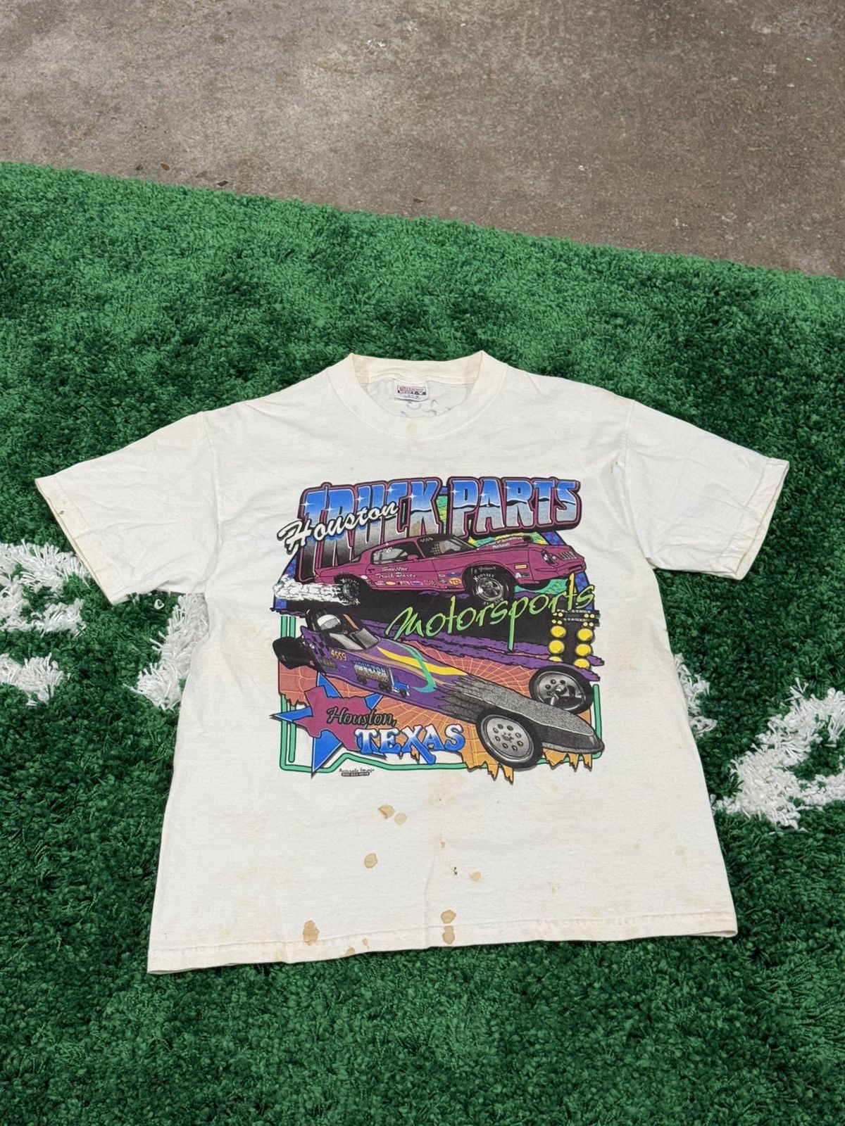 Vintage Vintage Houston Texas Truck Parts Nascar Race Tee White TX Size US M / EU 48-50 / 2 - 1 Thumbnail