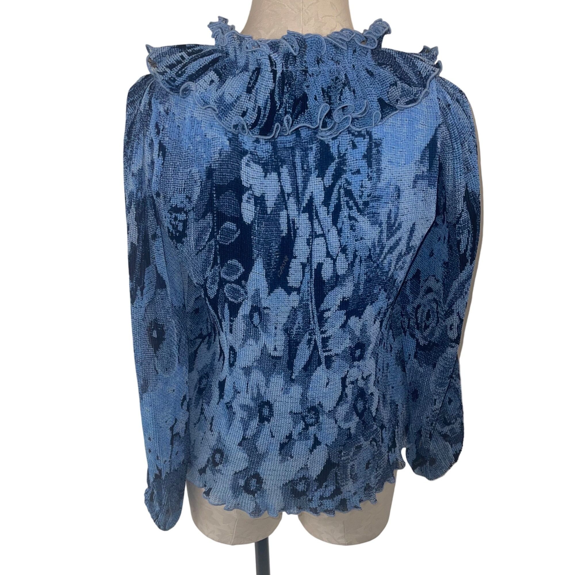 Ganni Ganni Womens Blouse Size 34 Blue Pleated Georgette Size XXS / US 00 / IT 34 - 2 Thumbnail