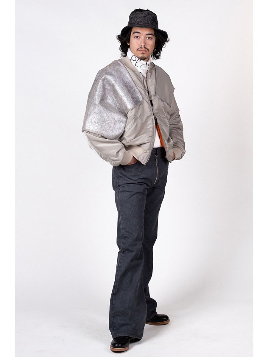 Kapital Kapital MA-1 Nylon x Cracked Leather Sham Bomber Jacket Size US XL / EU 56 / 4 - 9 Thumbnail