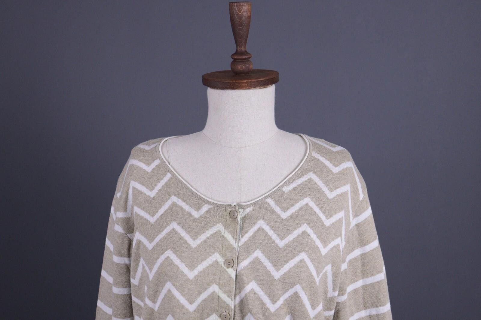 Designer Gudrun Sjoden Beige Geomertic Knit Sweater Size XL Size XL / US 12-14 / IT 48-50 - 2 Thumbnail