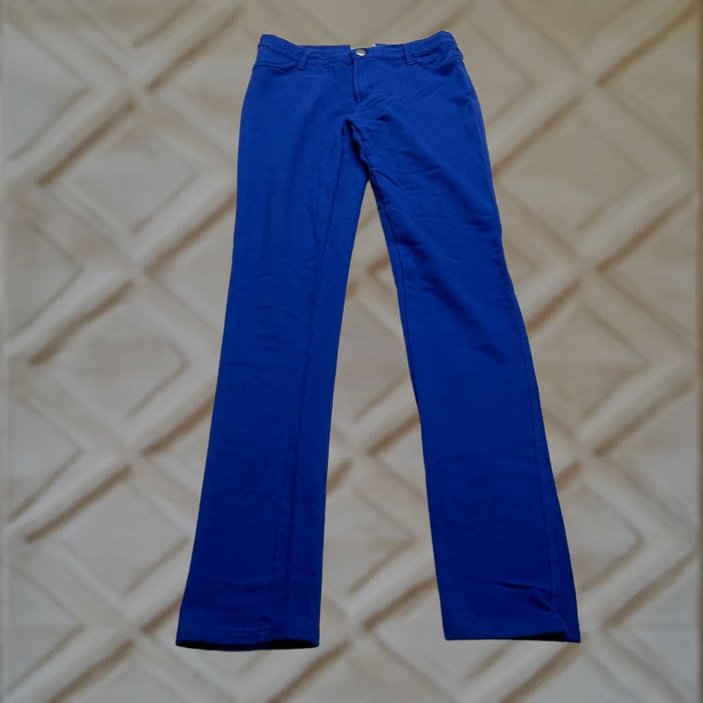 Vintage F&F Chino Pants Womens 26x30 Blue Skinny Cotton Solid Low Rise Stretch Slacks - Vintage Size 28" / US 6 / IT 42 - 1 Thumbnail