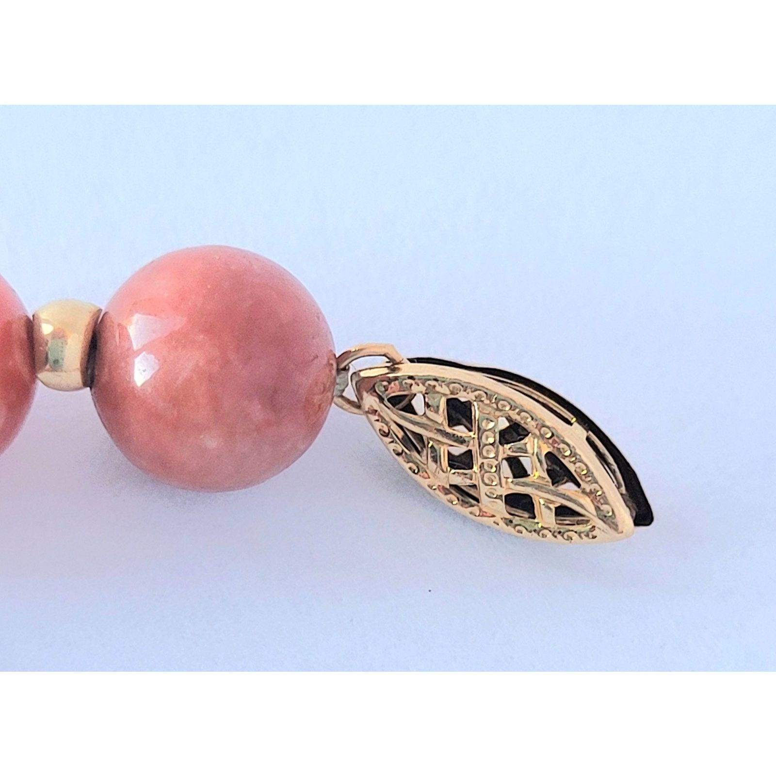 Other 14K Vintage Red Jade Jadeite + Gold Bead Bracelet FREE SHIP Size ONE SIZE - 2 Thumbnail