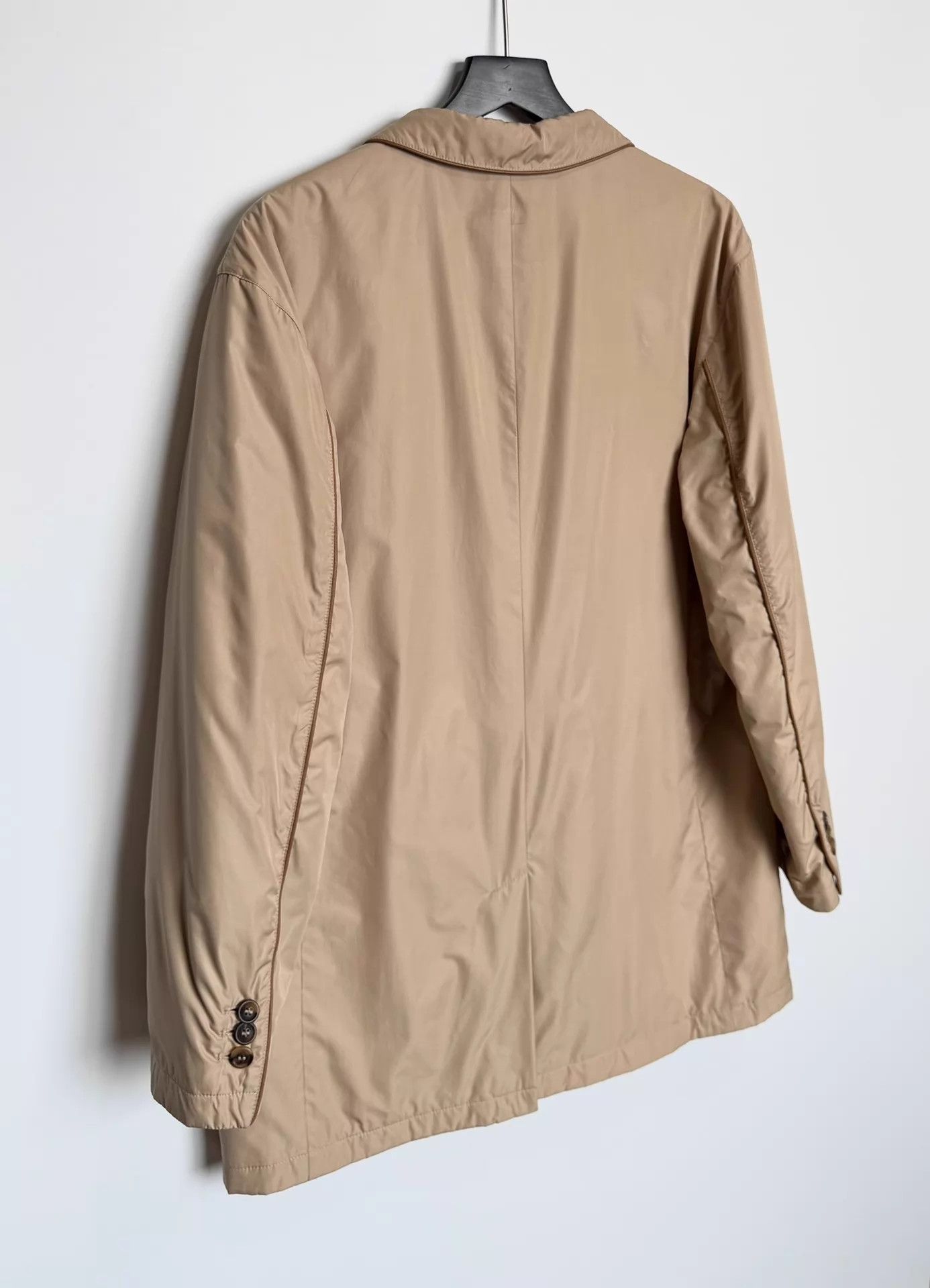 Salvatore Ferragamo Ferragamo Beige Leather-Paneled Padded Suit Jacket 54 Size US L / EU 52-54 / 3 - 4 Thumbnail