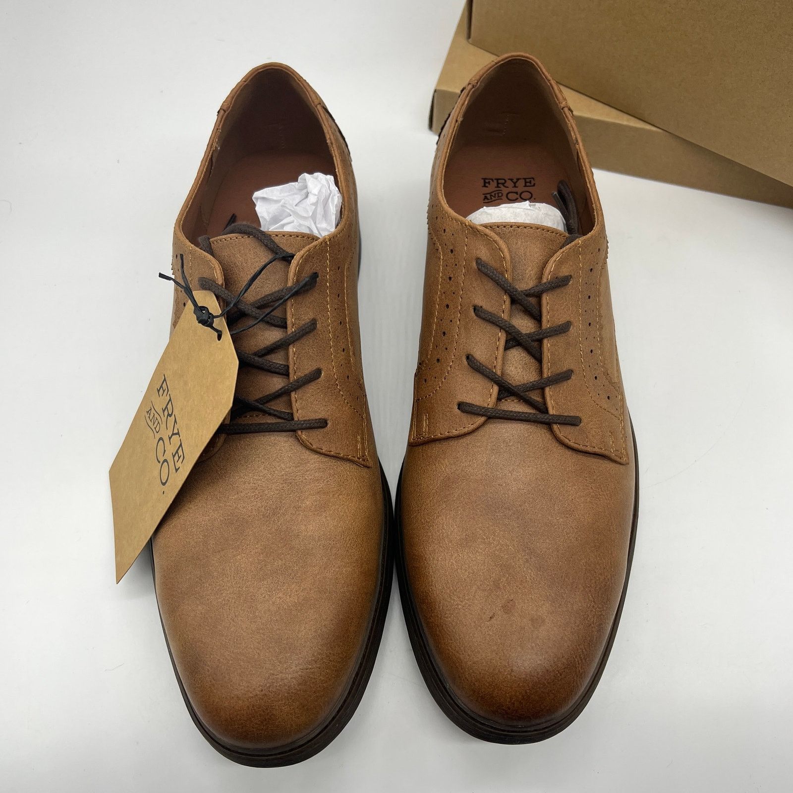 Other Frye and Co. Mens Grant Cognac Oxford Shoes Brown Dress Size US 12 / EU 45 - 3 Thumbnail
