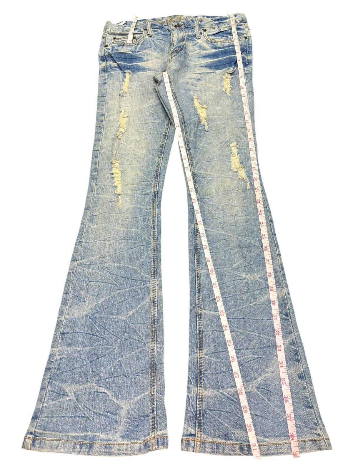 Hysteric Glamour Vintage Japanese Brand Faded Wash Distress Flare Jeans Size 29" - 7 Thumbnail