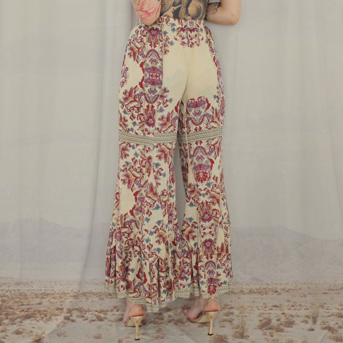 Vintage 🌷FLARED BOHO PANTS🌷 Size 28" / US 6 / IT 42 - 3 Thumbnail