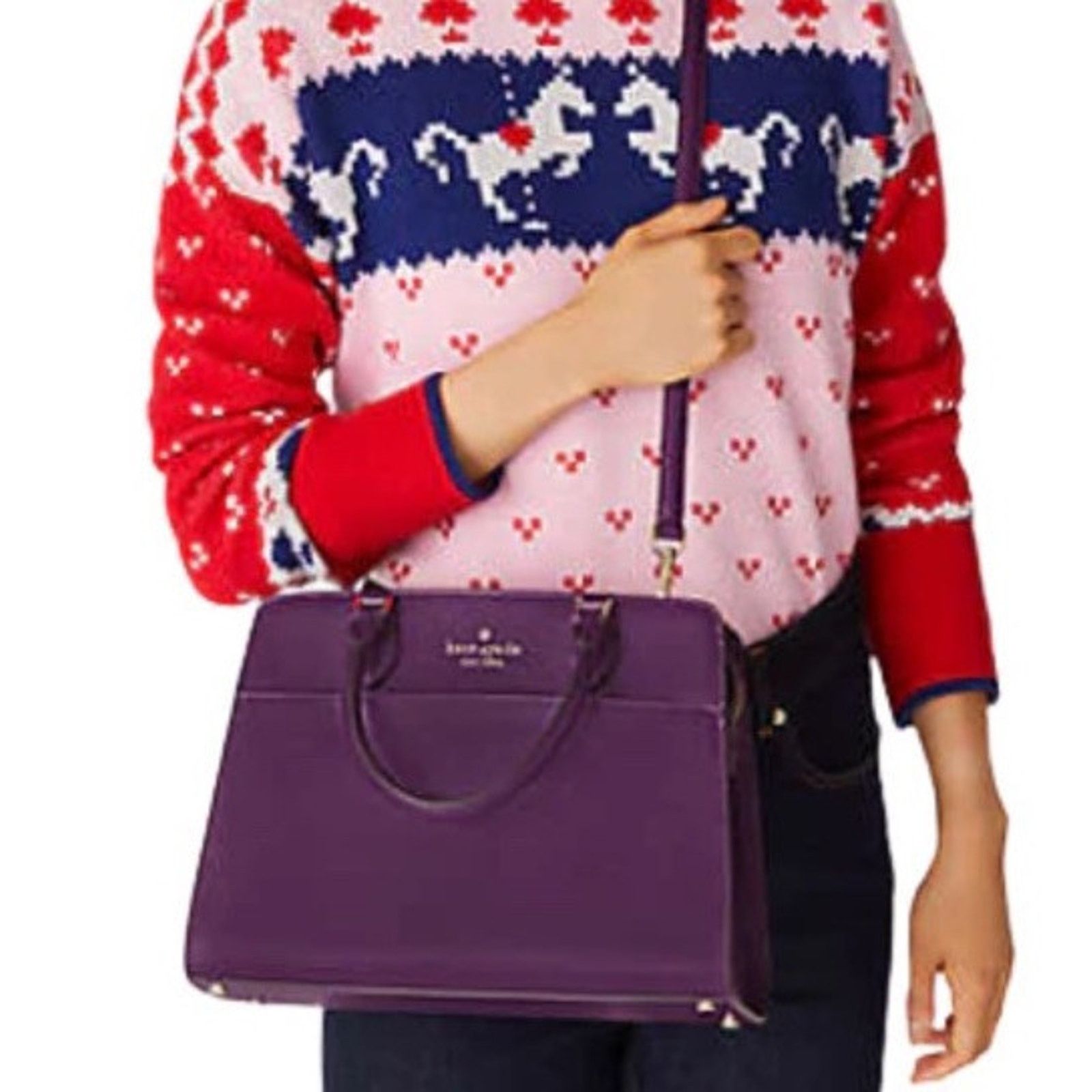 Kate Spade Kate Spade Ripe Plum Madison Saffiano Leather Purple Satchel Size ONE SIZE - 2 Thumbnail