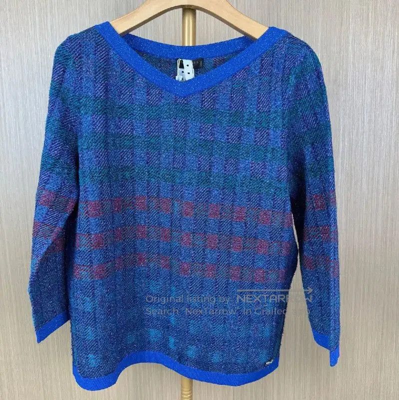 Chanel Blue Silk Pullover Sweater .