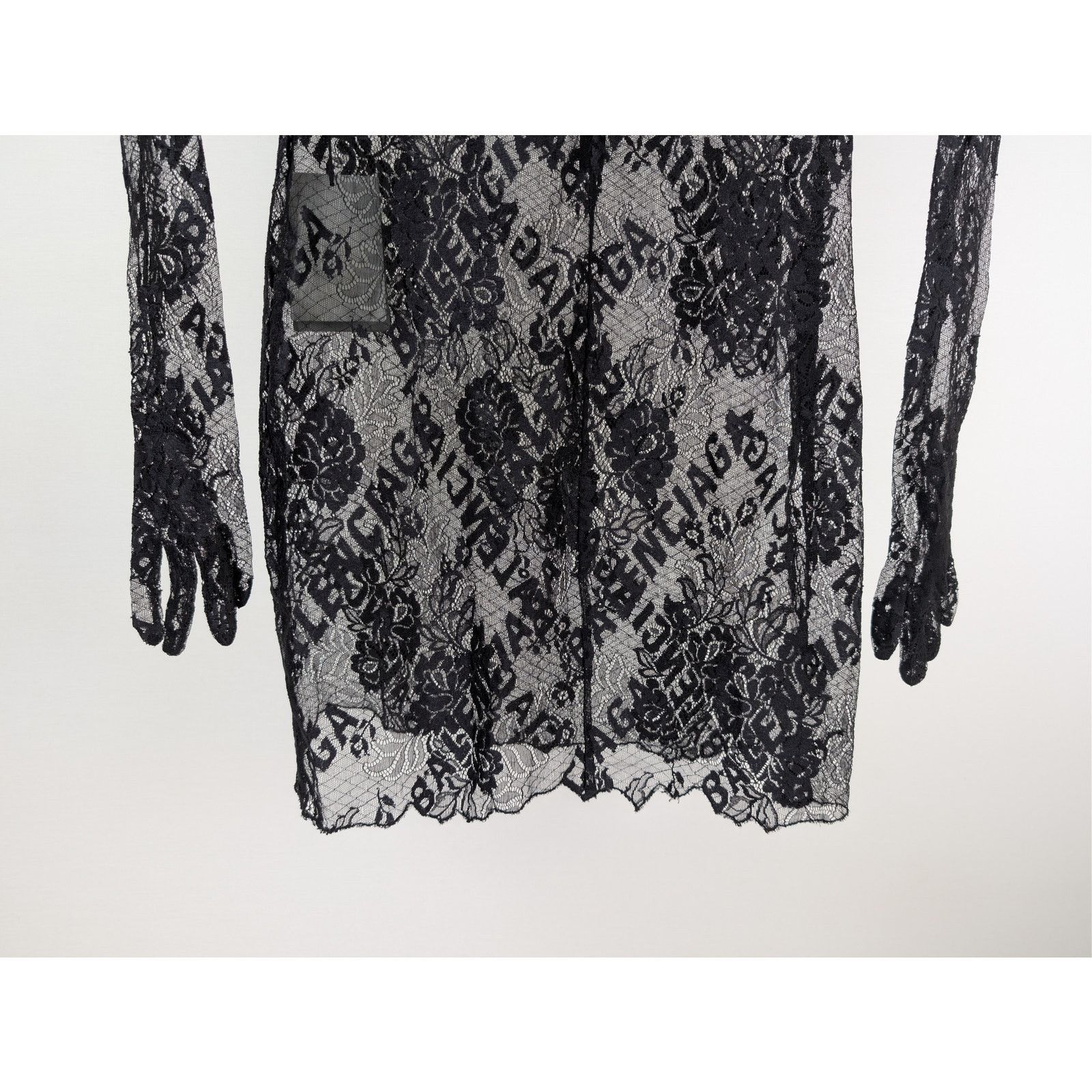Balenciaga o1rshd1 Glove Dress Stretch Lace in Black Size S / US 4 / IT 40 - 12 Thumbnail