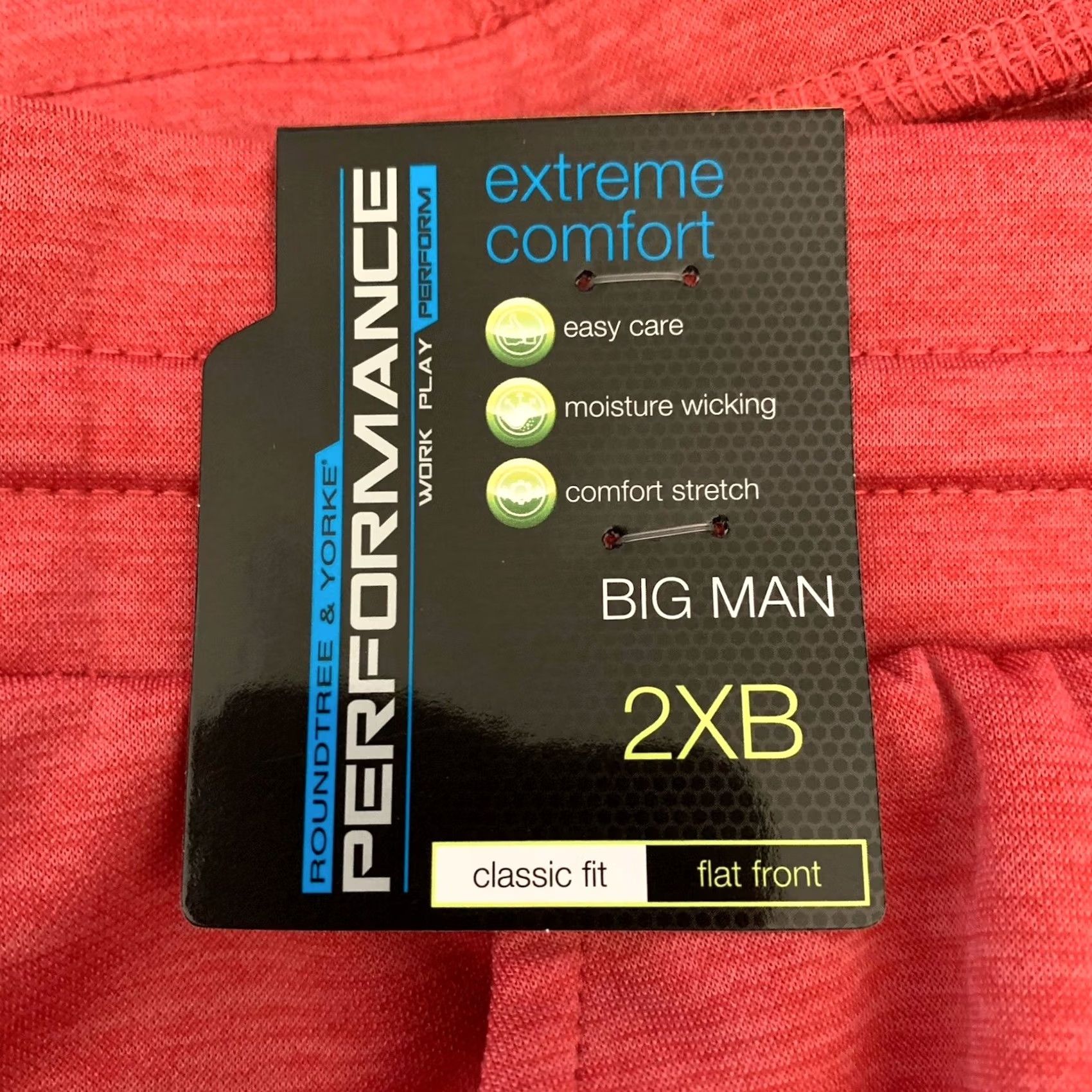 Roundtree & Yorke Roundtree Yorke Performance Shorts Mens 2XB Extreme Comfort Wicking NEW Red Athletic Big Size US 39 - 2 Thumbnail