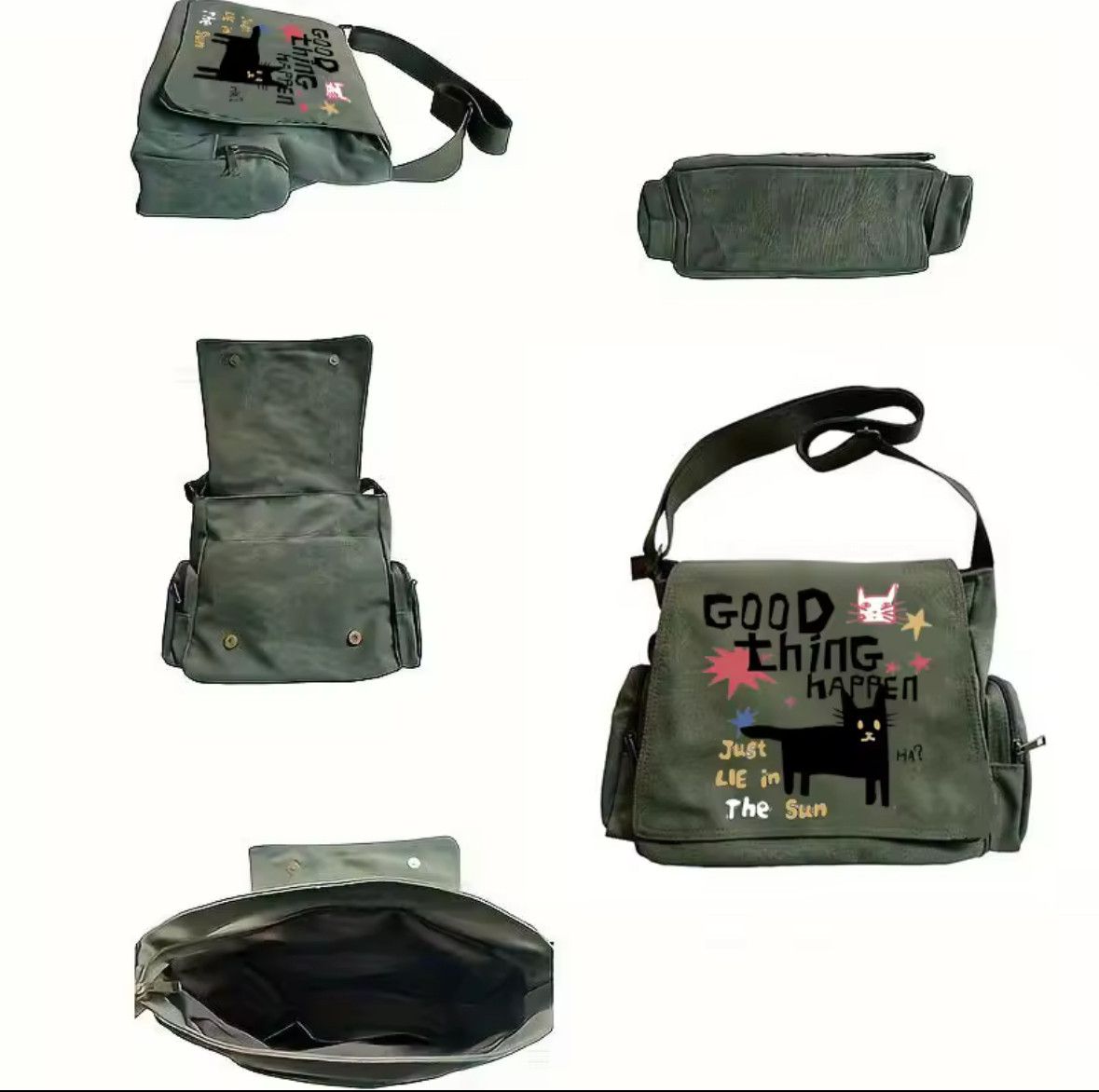 Other Workwear School Cute Cat Shoulder Bag Large Messenger Bag Size ONE SIZE - 5 Thumbnail