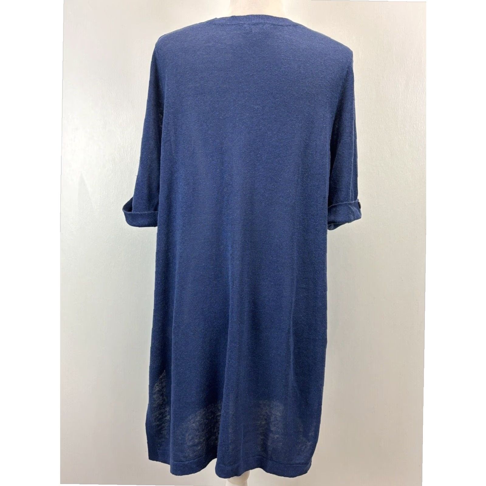 J. Jill J. Jill Women's Blue Short Sleeve Linen Knit Sweater Tunic Medium Coastal Size M / US 6-8 / IT 42-44 - 3 Thumbnail