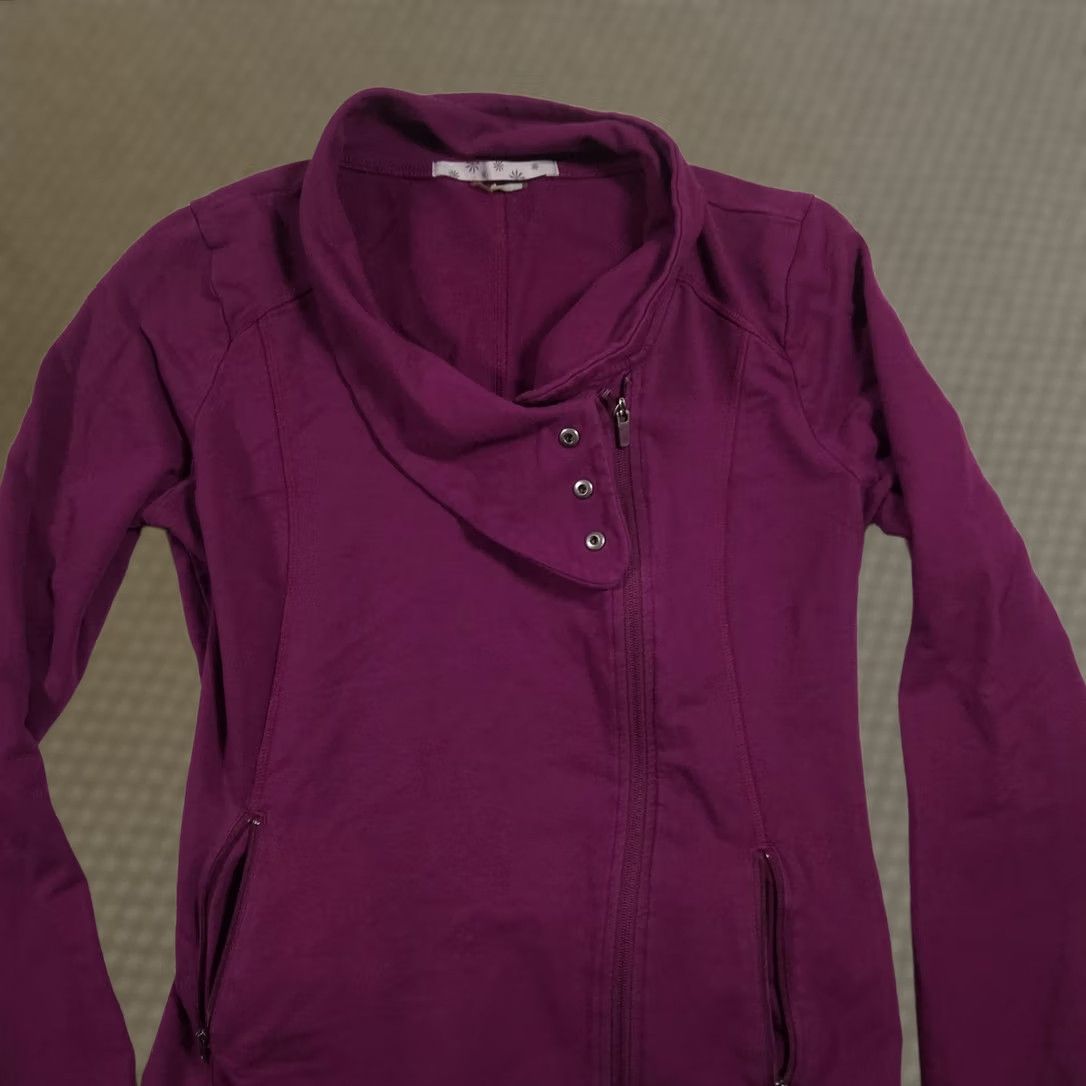 Athleta Athleta Jacket Womens Medium Purple Funnel Neck Full Zip Peplum Hem Jersey Knit Size M / US 6-8 / IT 42-44 - 1 Thumbnail