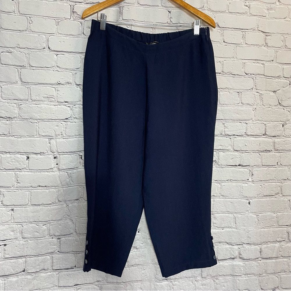 Other Eva Tralala Viscose Blue Crop Pants Made in France Size L Size 34" / US 12 / IT 48 - 1 Thumbnail