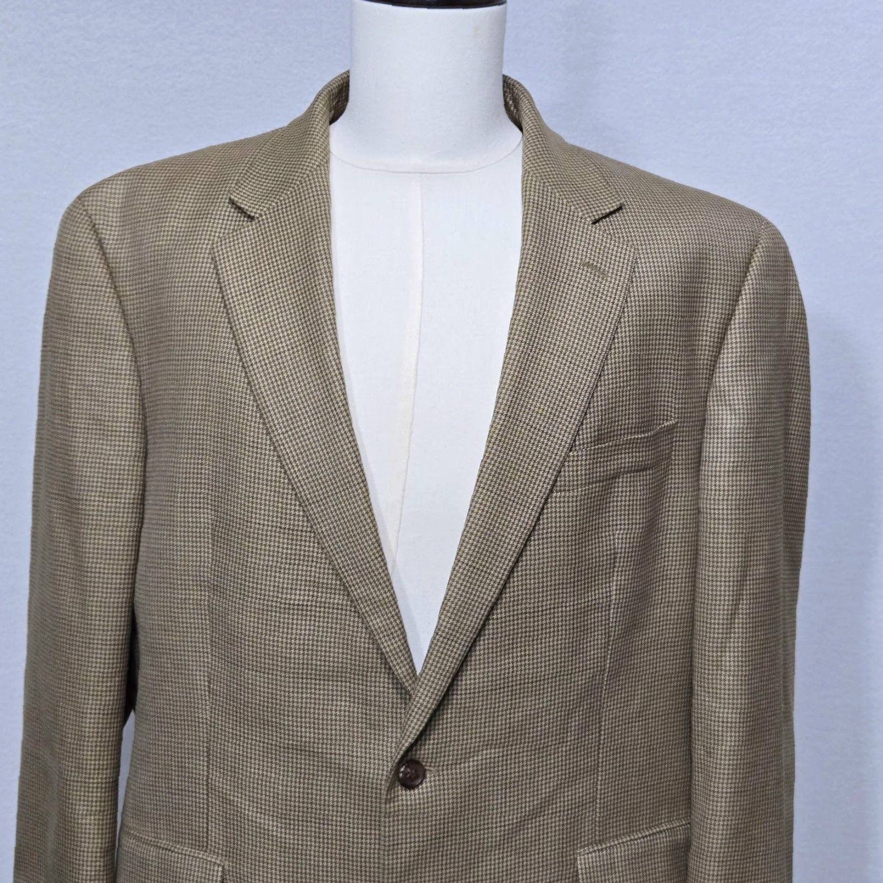 Ralph Lauren Ralph Lauren Blazer Mens 46 Long Tan Houndstooth Silk Wool Sport Coat Dillard's Size 46R - 3 Thumbnail