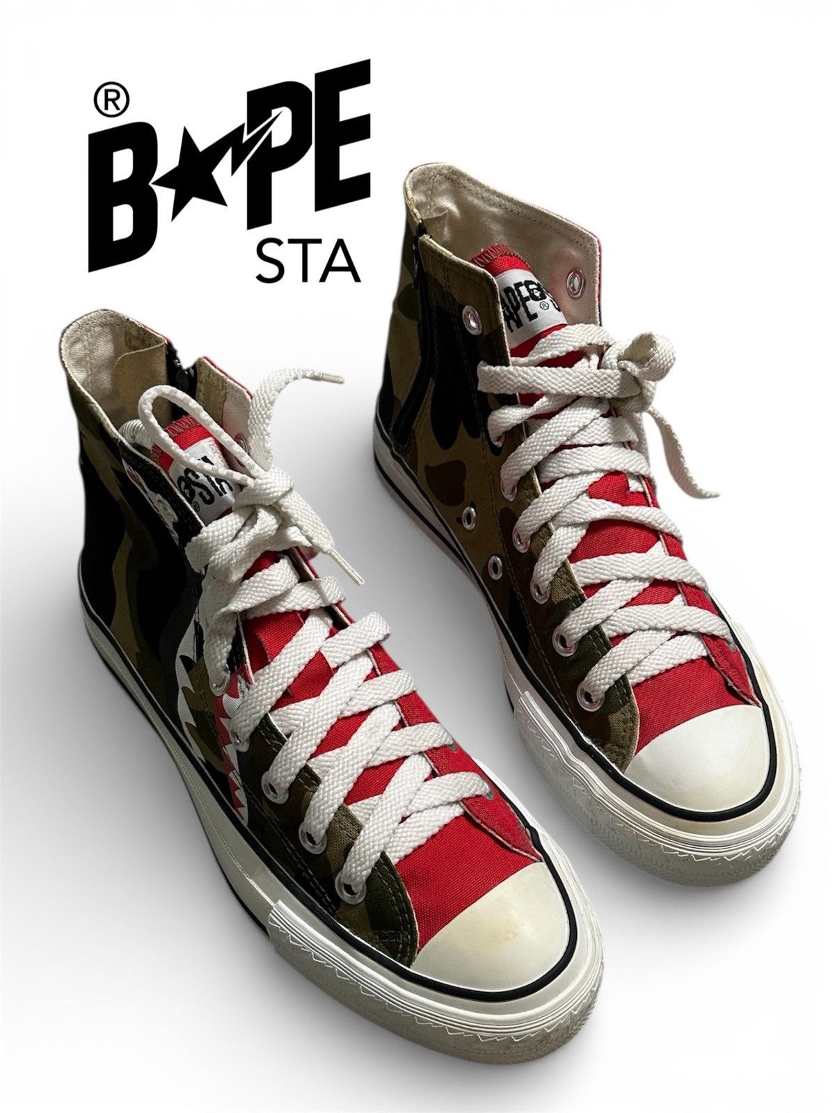 Bape A Bathing Ape Bape Ape Sta 1st Camo Shark Hi Top Sneakers Size US 6 / EU 39 - 1 Thumbnail