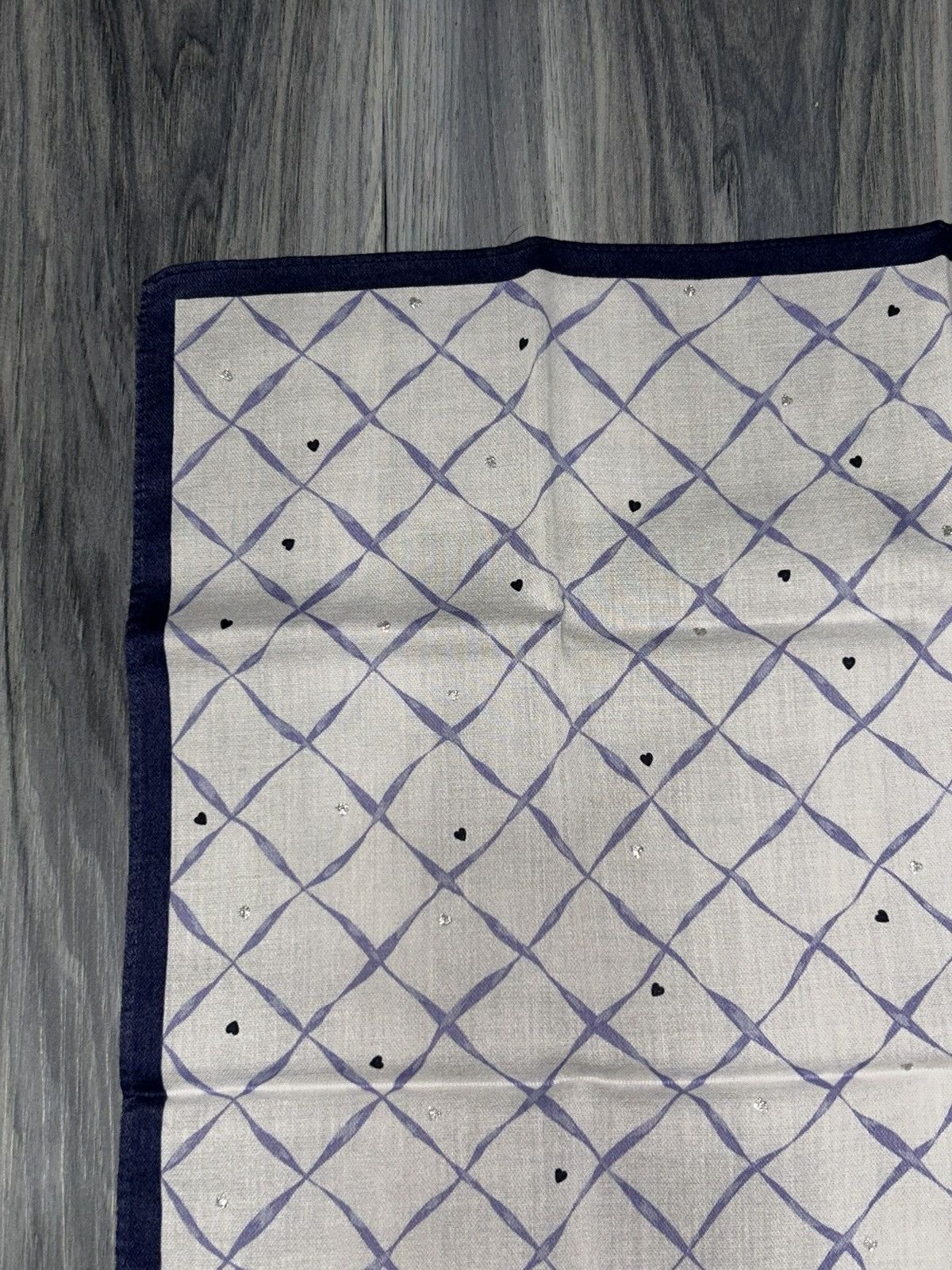 Other Vintage Private Label Blue Heart Ribbon Cotton Handkerchief Size ONE SIZE - 6 Thumbnail