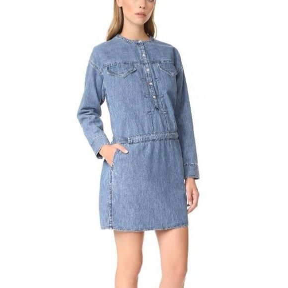 image of Rag Bone Rag & Bone Chest Pocket Denim Shirtdress - Blue, Women's (Size XS)