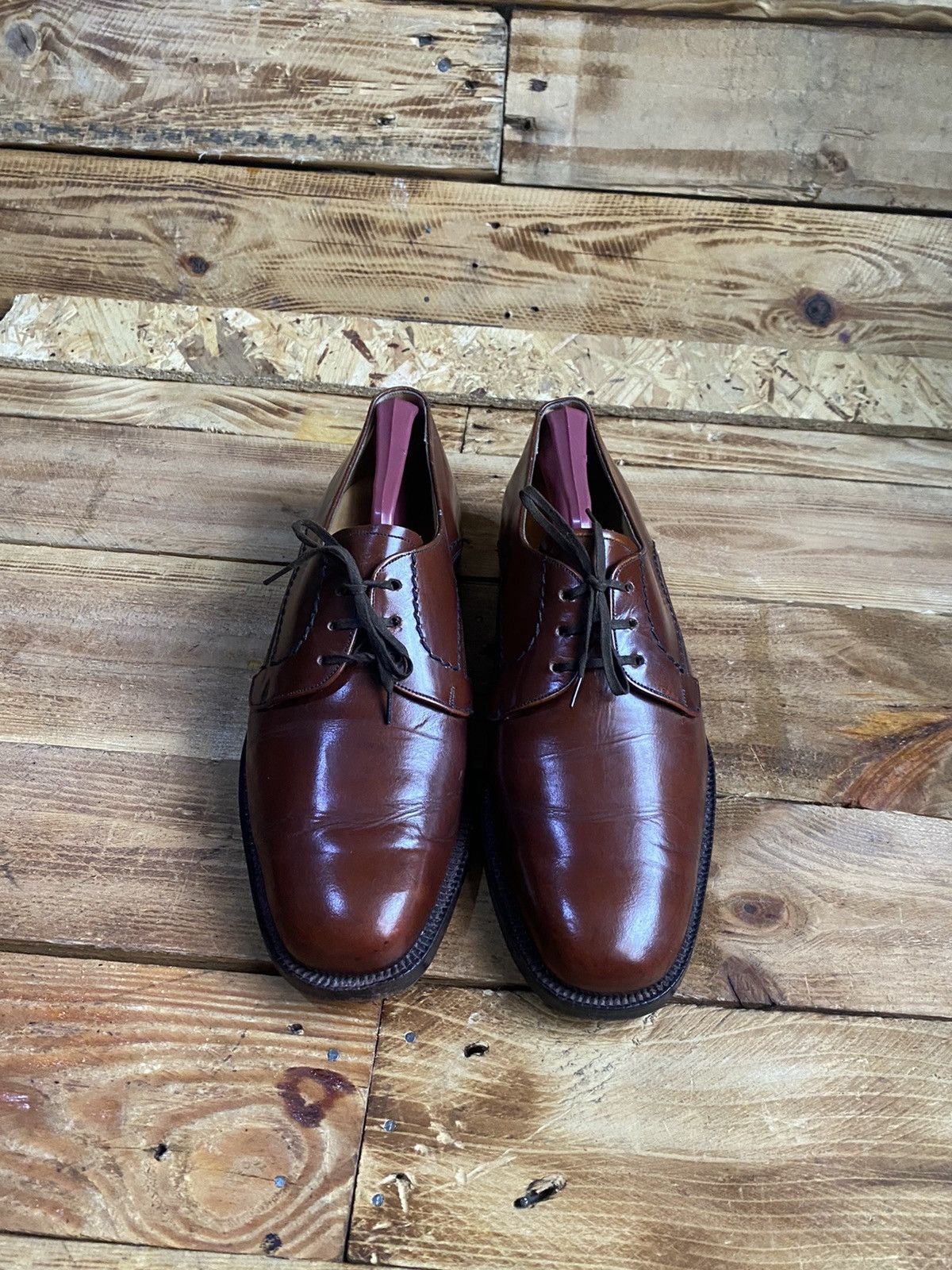 image of Crockett Jones Vintage Crockett And Jones Brown Derby Leather Shoes Uk Sz7E, Men's (Size 8)