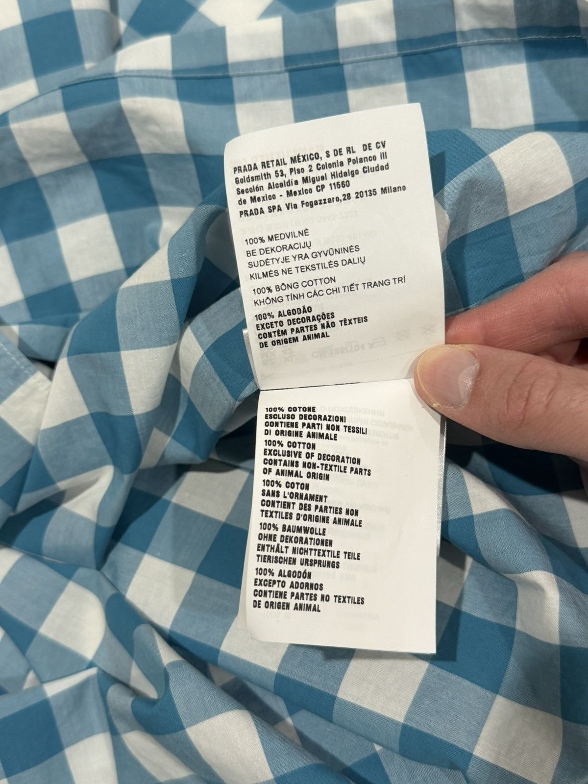 Prada PRADA x Raf SS23 Gingham Blue Plaid Stripe Button Logo Shirt Size US XL / EU 56 / 4 - 16 Thumbnail