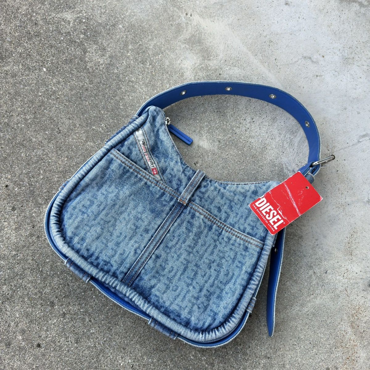 SS22 Diesel BLU ILE baguette hobo denim bag streetwear
