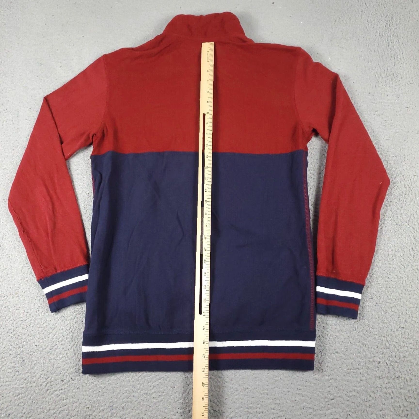 American Eagle Outfitters American Eagle Mens Large Blue Red 1/4 Zip Pullover Sweater Cotton Long Sleeve Mock Neck Logo Size US L / EU 52-54 / 3 - 5 Thumbnail