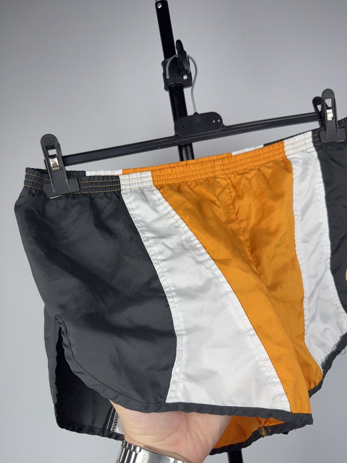 Nike Nike Vintage 90s Orange White Black Running Split Shorts Size US 30 / EU 46 - 2 Thumbnail