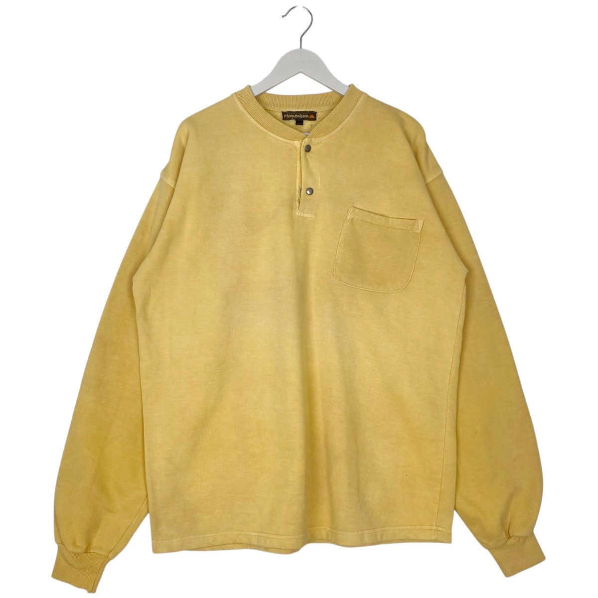 Vintage Vintage Momentum Japan Sweatshirt Plain Yellow Size M Size US M / EU 48-50 / 2 - 1 Thumbnail
