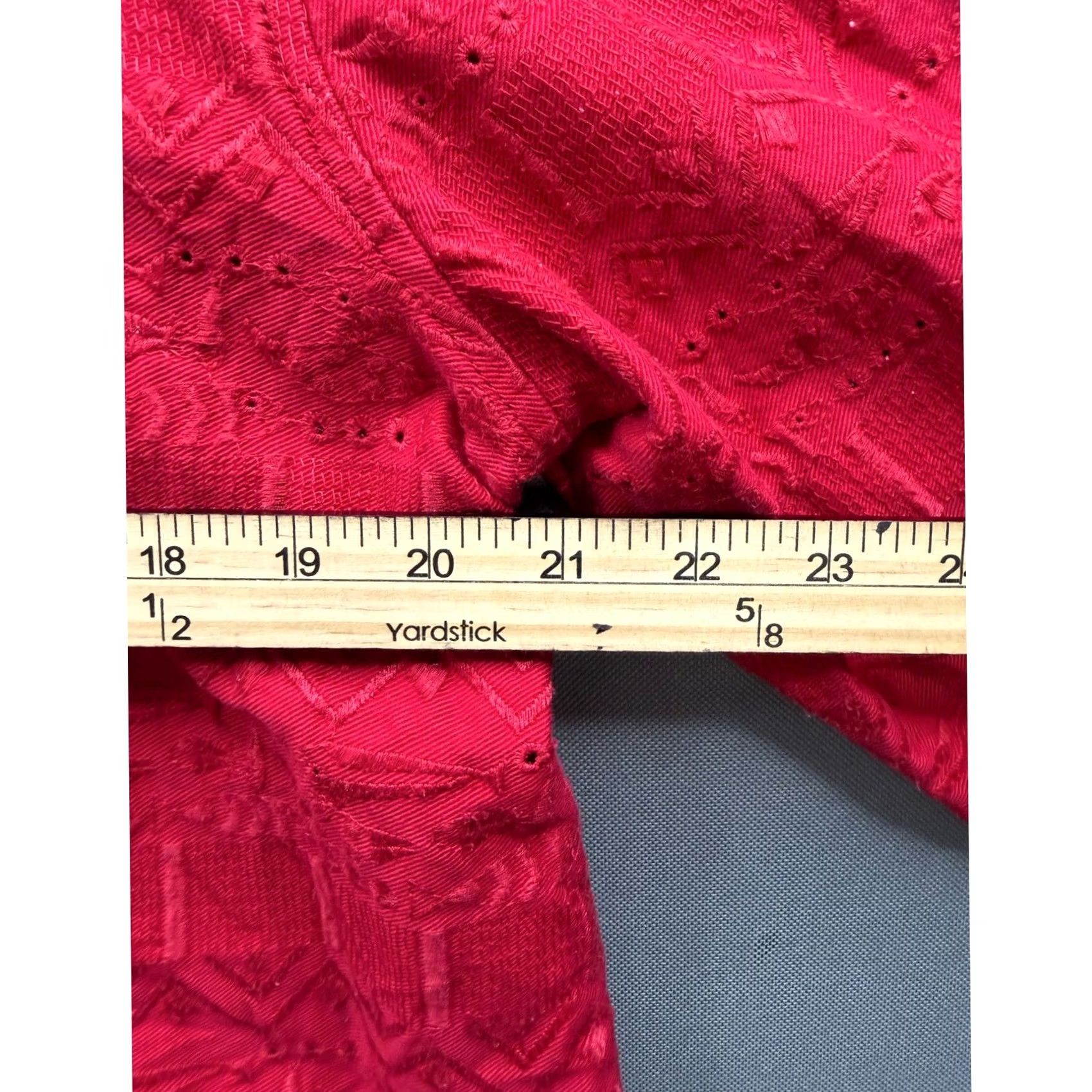 Vintage VINTAGE Chico's Design Jacket Womens Red Embroidered Eyelet Cotton Button Up Size XL Size XL / US 12-14 / IT 48-50 - 6 Thumbnail