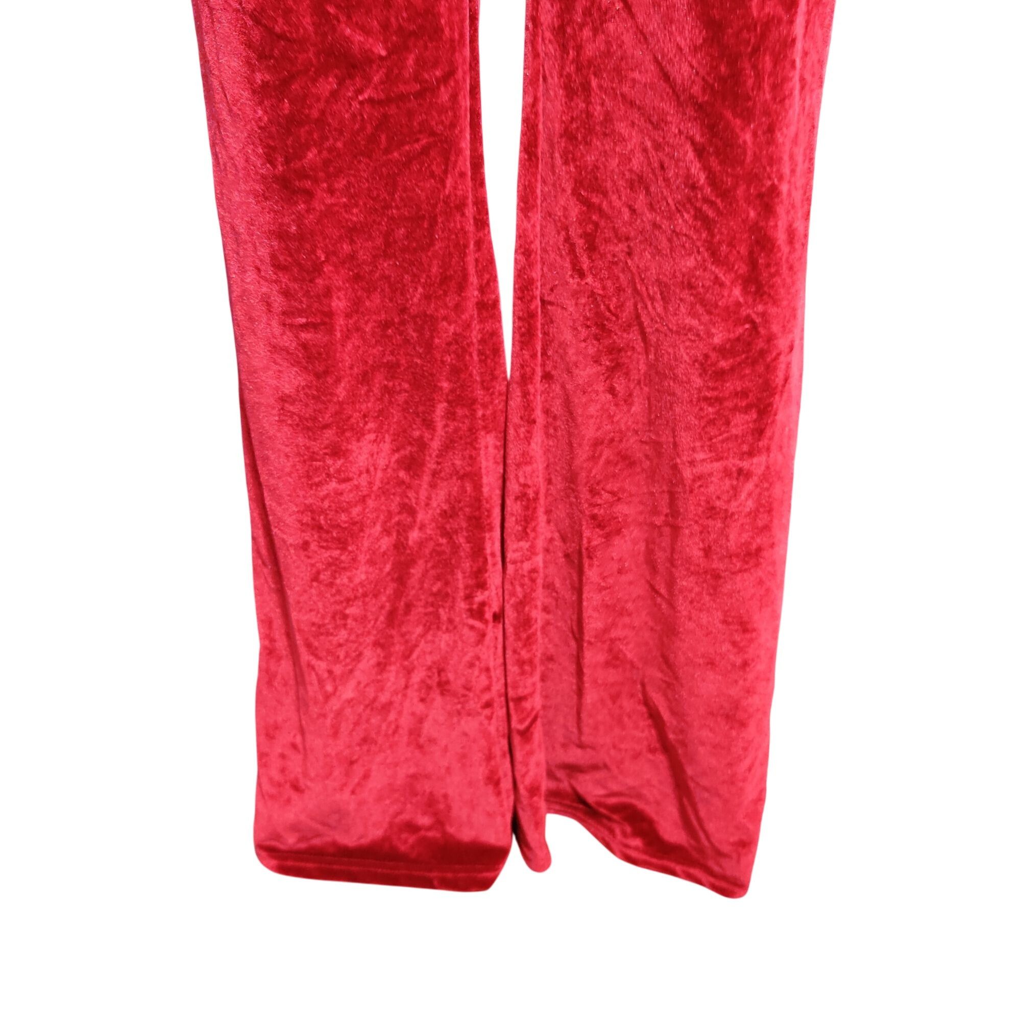 Other Velour Pants M Womens Red Velvet Stretch Flare Leg Lounge Tr Size 26" / US 2 / IT 38 - 5 Thumbnail
